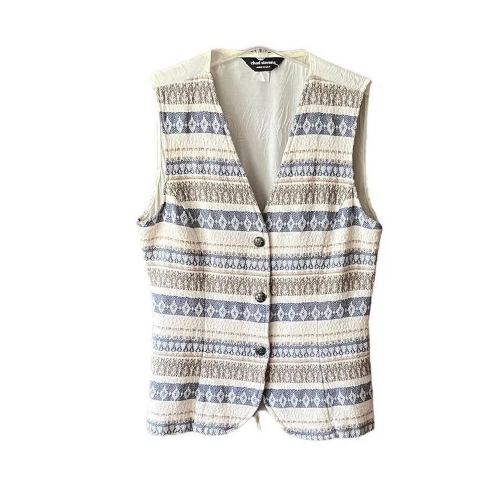 Vintage Chad Stevens twill brocade button up vest vest